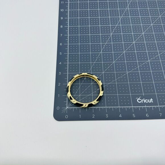 J. Crew Bangle Bracelet Black White Enamel Criss Cross Gold Tone .5" Wide - Picture 6 of 7